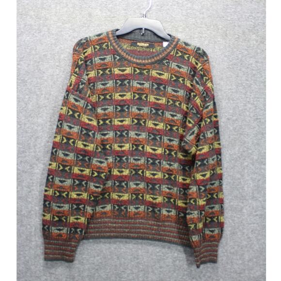 Vintage Bachrach Knit Sweater Size Large Print Earthy Italy